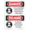 Signmission OSHA Danger, Eye And Hearing Protection Required Bilingual, 10in X 7in Decal, OS-DS-D-710-VS-1221 OS-DS-D-710-VS-1221 - alternate 1